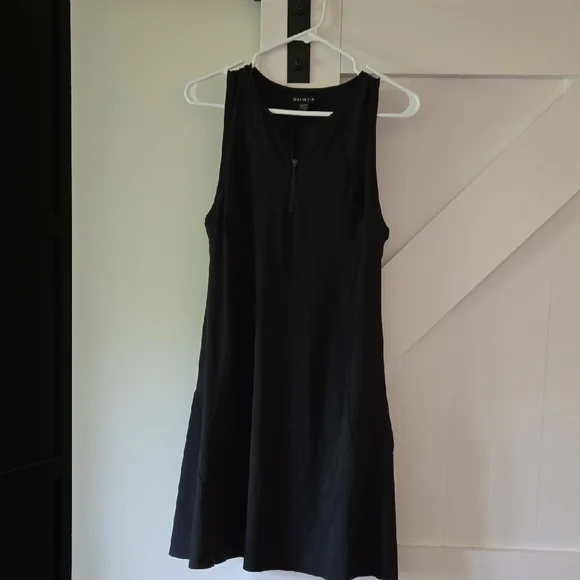 athleta black tennis dress Noel Mini Dress + Mesh Turtleneck + Faux Fur – Black main image 1